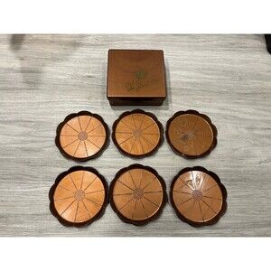 Vintage The Jewel Box coaster set of 6- Plastic Copper Color (not real copper)